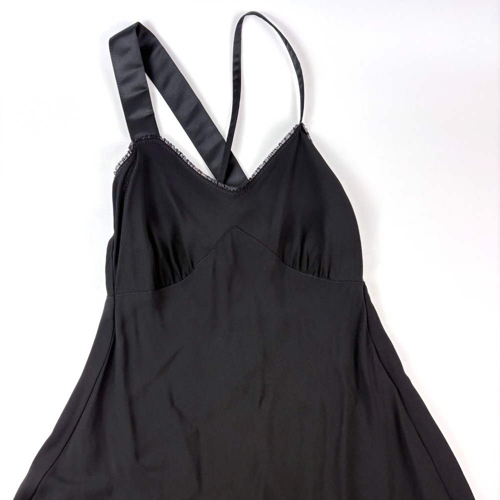 VTG Y2K Benetton Baby Doll‎ Slip Dress Sz S Black Lace Trim Tulip Hem Whimsigoth - Picture 3 of 16